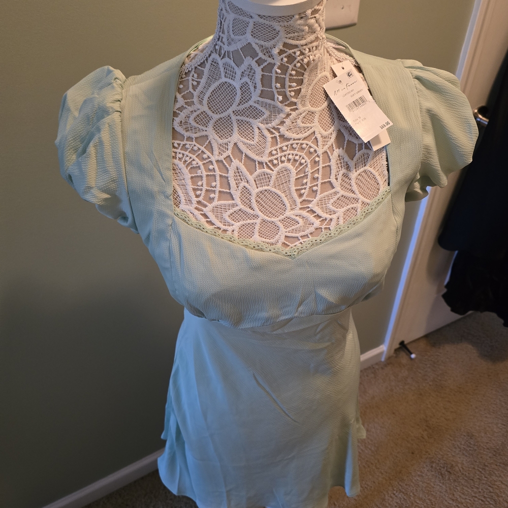 All in Favor Soft Green Textured Dress